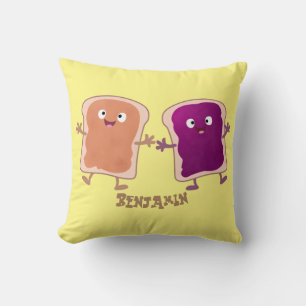 Cute peanut butter and jelly sandwich cartoon cushion