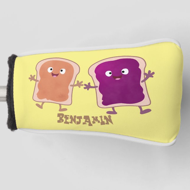 Cute peanut butter and jelly sandwich cartoon golf head cover (Front)