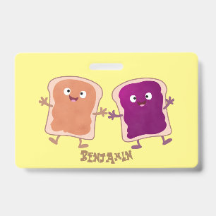Cute peanut butter and jelly sandwich cartoon  ID badge
