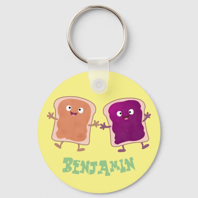 Cute peanut butter and jelly sandwich cartoon key ring (Front)