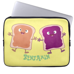 Cute peanut butter and jelly sandwich cartoon laptop sleeve