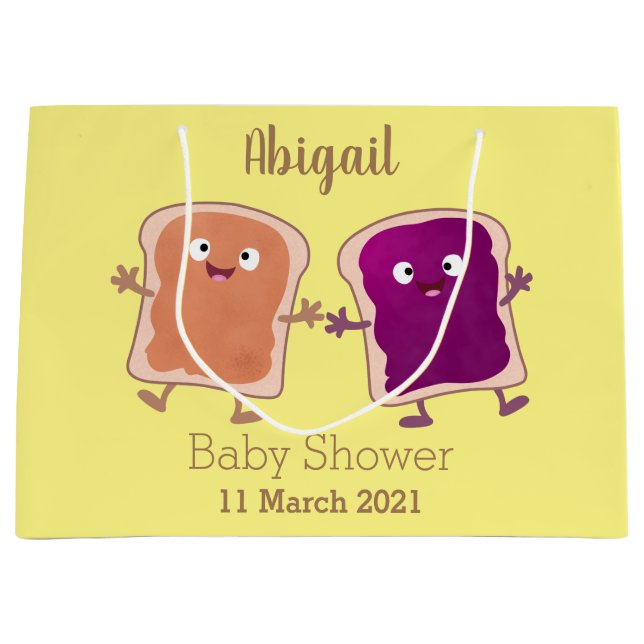 Cute peanut butter and jelly sandwich cartoon  large gift bag (Front)
