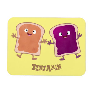 Cute peanut butter and jelly sandwich cartoon magnet