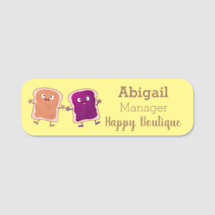 Cute peanut butter and jelly sandwich cartoon name tag