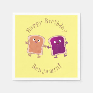 Cute peanut butter and jelly sandwich cartoon napkin