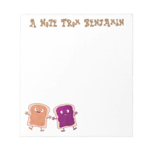 Cute peanut butter and jelly sandwich cartoon  notepad