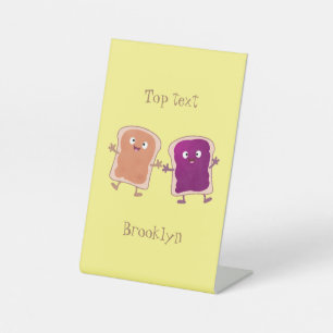 Cute peanut butter and jelly sandwich cartoon pedestal sign