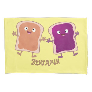 Cute peanut butter and jelly sandwich cartoon pillowcase