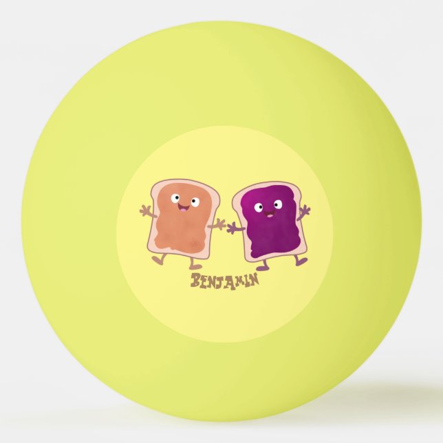 Cute peanut butter and jelly sandwich cartoon  ping pong ball (Front)