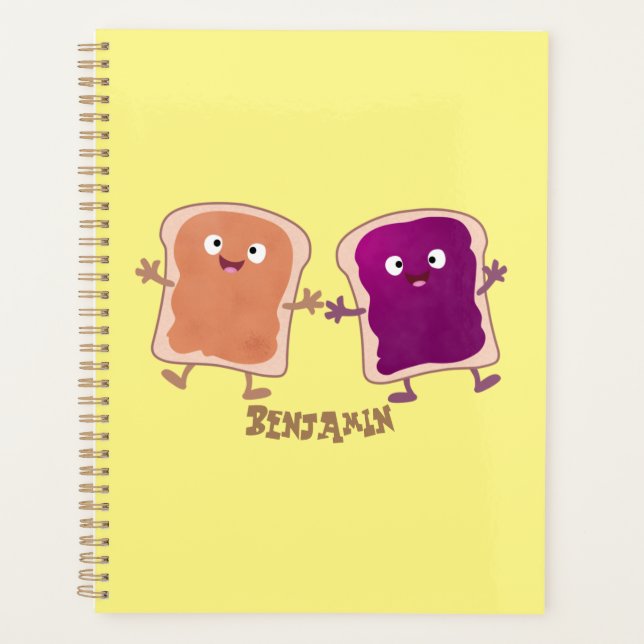 Cute peanut butter and jelly sandwich cartoon planner (Front)