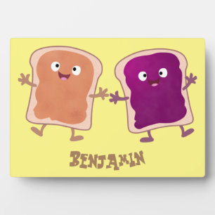 Cute peanut butter and jelly sandwich cartoon plaque