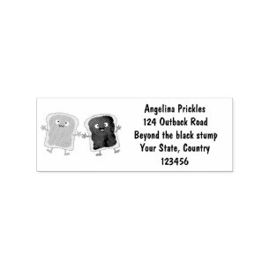 Cute peanut butter and jelly sandwich cartoon rubber stamp