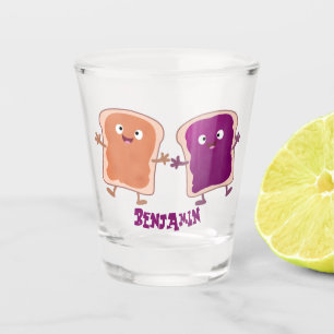 Cute peanut butter and jelly sandwich cartoon shot glass