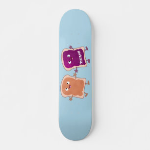 Cute peanut butter and jelly sandwich cartoon skateboard