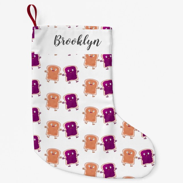 Cute peanut butter and jelly sandwich cartoon small christmas stocking (Front)