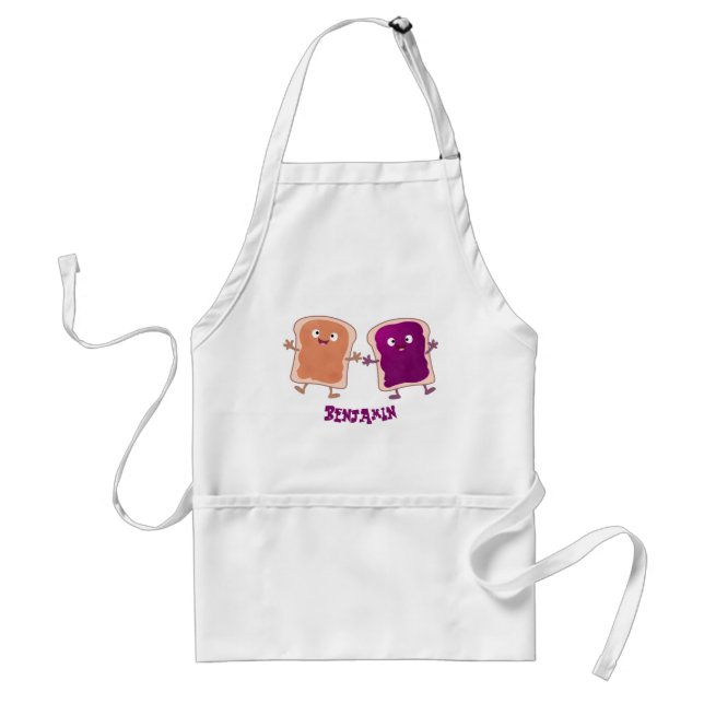 Cute peanut butter and jelly sandwich cartoon standard apron (Front)