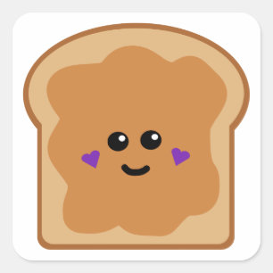 Cute Peanut Butter Bread Square Sticker