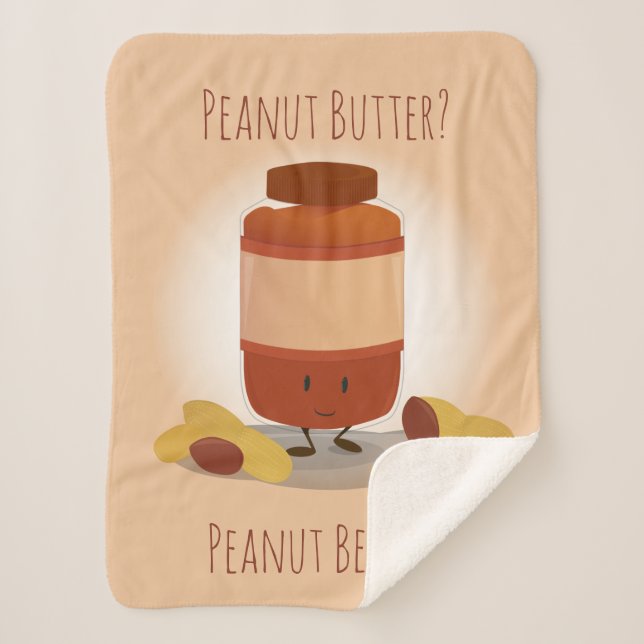 Cute Peanut Butter Jar Food Sherpa Blanket (Front)