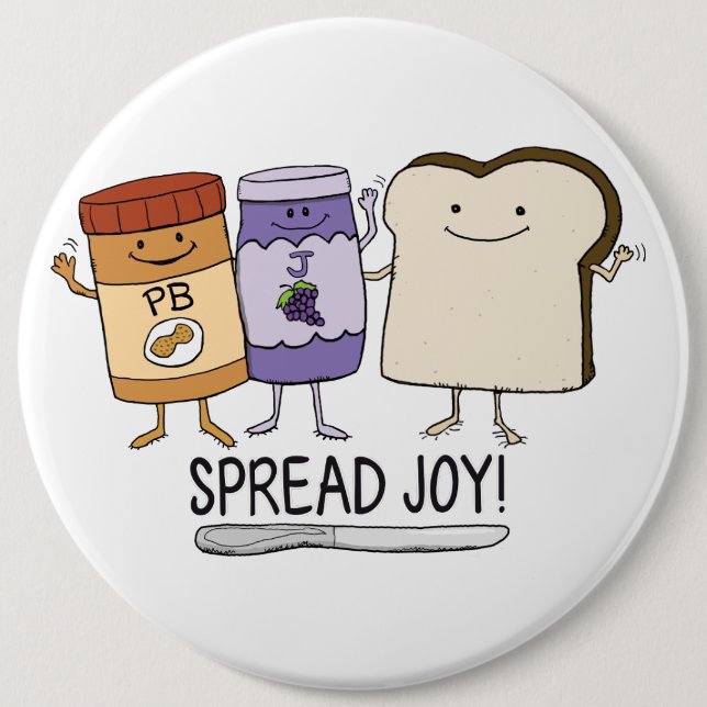 Cute Peanut Butter & Jelly & Bread Spread Joy 6 Cm Round Badge (Front)