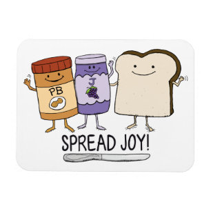 Cute Peanut Butter & Jelly & Bread Spread Joy Magnet