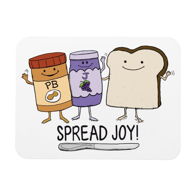 Cute Peanut Butter & Jelly & Bread Spread Joy Magnet (Horizontal)