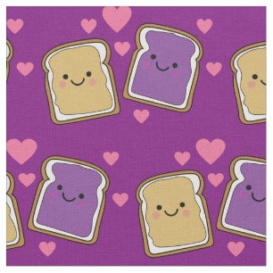 Cute Peanut Butter & Jelly Kids PBJ Kawaii Cartoon Fabric