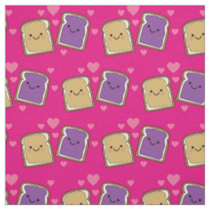 Cute Peanut Butter & Jelly Kids PBJ Kawaii Cartoon Fabric