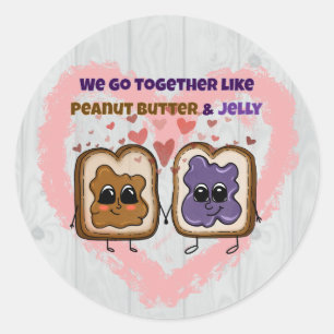 Cute Peanut Butter & Jelly Love Hearts Stickers