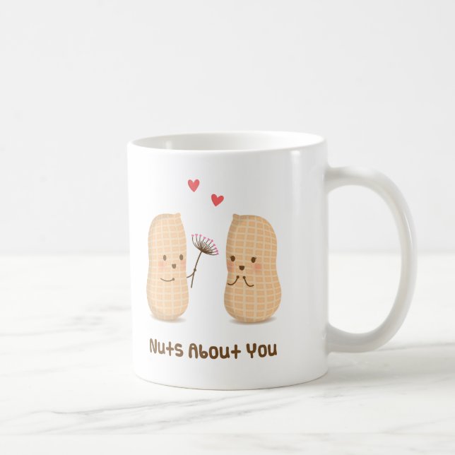 Cute Peanuts Nuts About You Pun Love Humour Coffee Mug (Right)