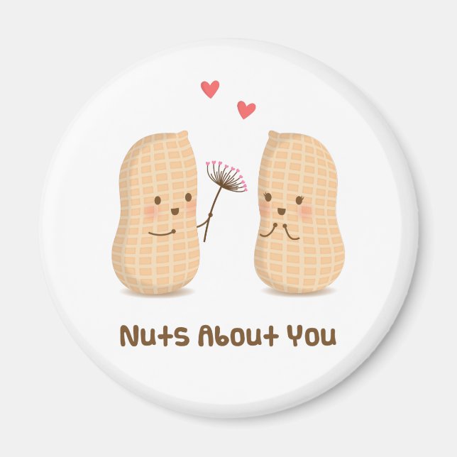 Cute Peanuts Nuts About You Pun Love Humour Magnet (Front)