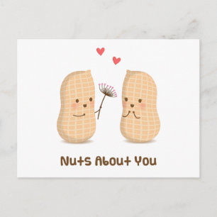 Cute Peanuts Nuts About You Pun Love Humour Postcard