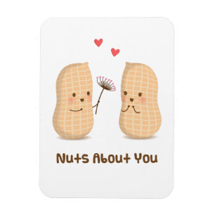 Cute Peanuts Nuts About You Valentine Pun Magnet