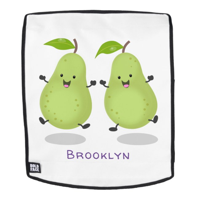 Cute pear pair cartoon illustration backpack (Removable Face)