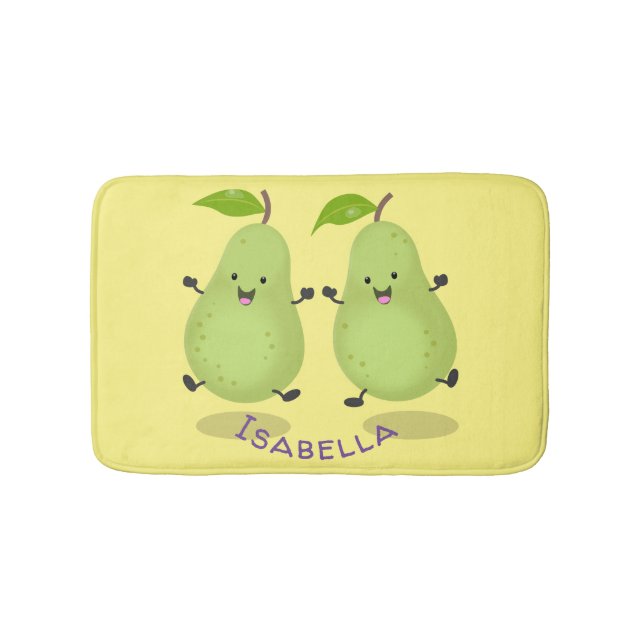 Cute pear pair cartoon illustration bath mat (Front)