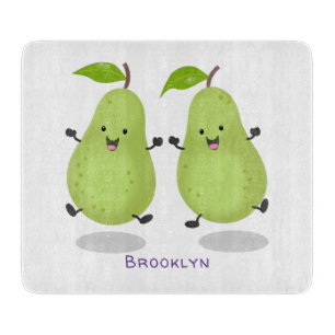Cute pear pair cartoon illustration  cutting board