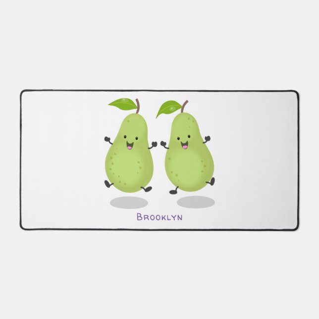 Cute pear pair cartoon illustration desk mat (Front)