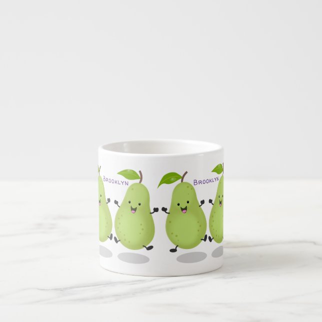 Cute pear pair cartoon illustration espresso cup (Front)