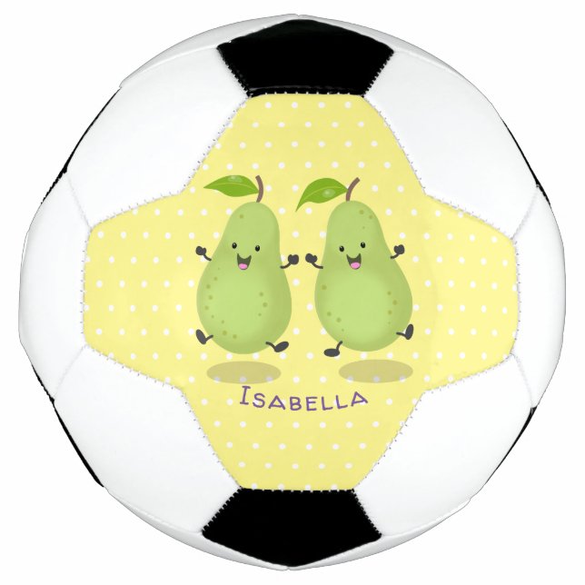 Cute pear pair cartoon illustration football (Front)