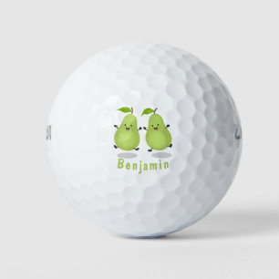 Cute pear pair cartoon illustration golf balls