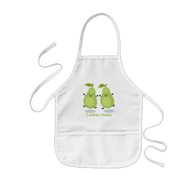 Cute pear pair cartoon illustration kids apron (Front)