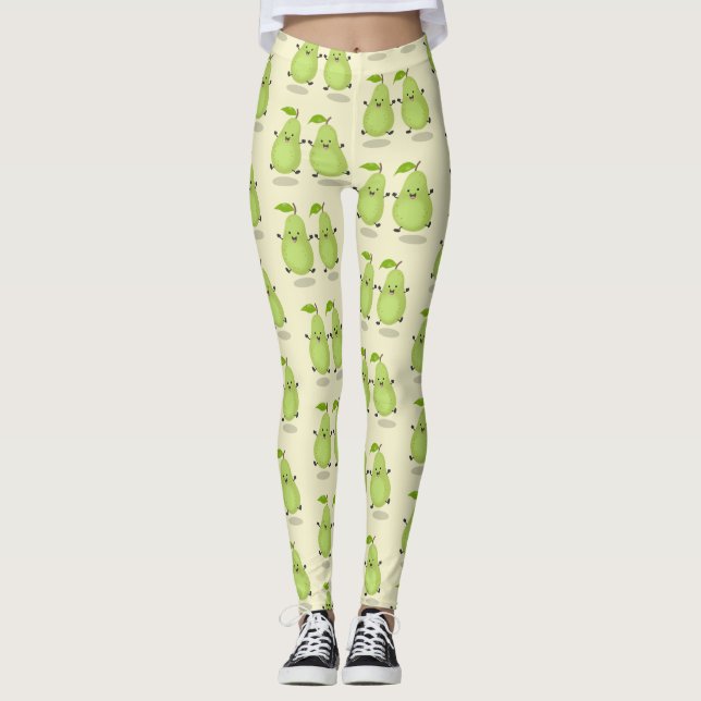 Cute pear pair cartoon illustration leggings (Front)