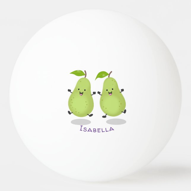 Cute pear pair cartoon illustration ping pong ball (Front)