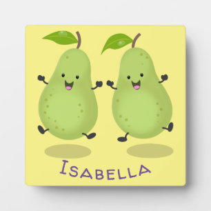 Cute pear pair cartoon illustration plaque