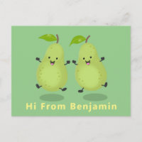 Cute pear pair cartoon illustration