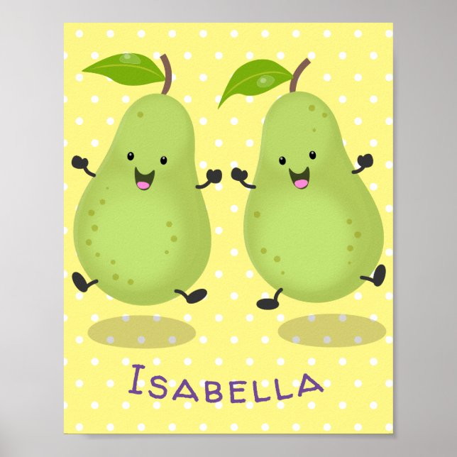 Cute pear pair cartoon illustration poster (Front)