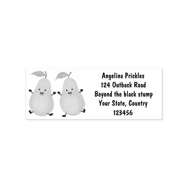 Cute pear pair cartoon illustration  rubber stamp (Imprint)