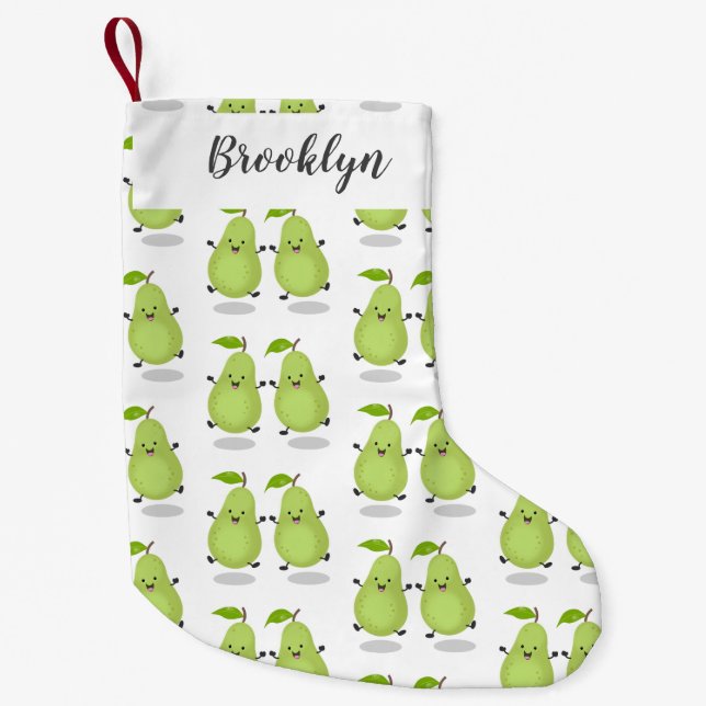 Cute pear pair cartoon illustration small christmas stocking (Front)