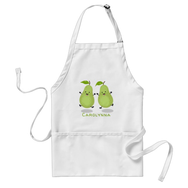 Cute pear pair cartoon illustration standard apron (Front)