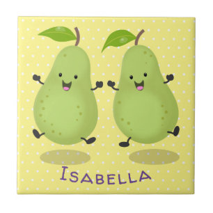 Cute pear pair cartoon illustration tile