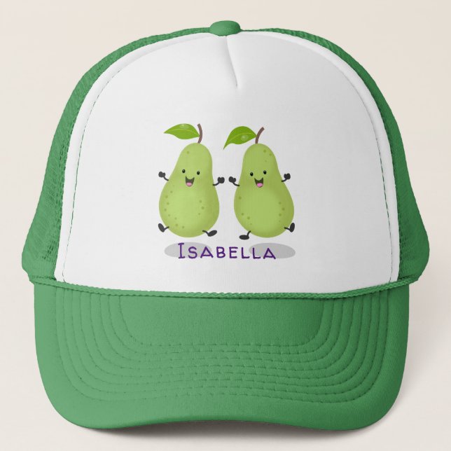 Cute pear pair cartoon illustration trucker hat (Front)